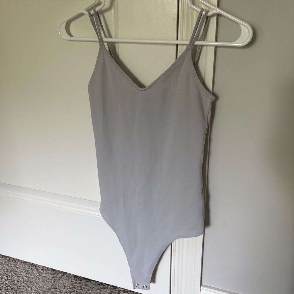 American Eagle Gray Blue Double Strap Tank Bodysuit